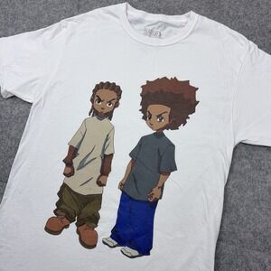 The Boondocks Shirt Mens Medium White‎ Huey Riley Comedy Cartoon Tee Adult Swim